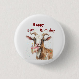  Fun Old Goat Over the Hill Custom Age Birthday 1 Inch Round Button
