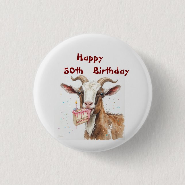  Fun Old Goat Over the Hill Custom Age Birthday 1 Inch Round Button (Front)