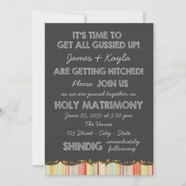 Fun Old School Chalkboard Country Wedding Invitation (Front)