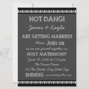 Fun Old School Rustic Chalkboard Country Wedding Invitation