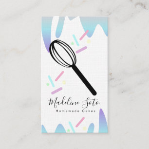 Fun Ombre Frosting Dripping Whisk Cake Bakery Logo Business Card