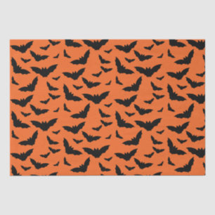 Fun Orange and Black Flying Bats Tissue Paper