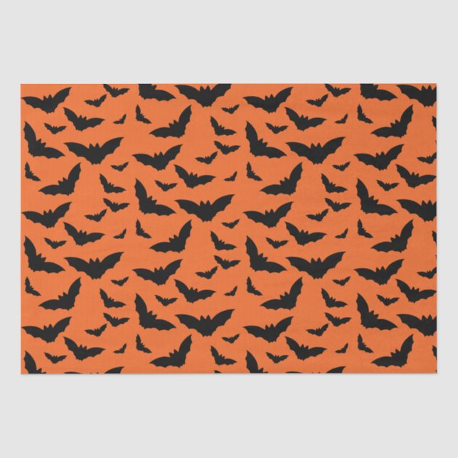 Fun Orange and Black Flying Bats Tissue Paper (Front)
