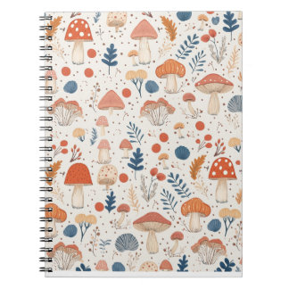 Fun Orange Autumn Mushroom Fairy Garden Notebook