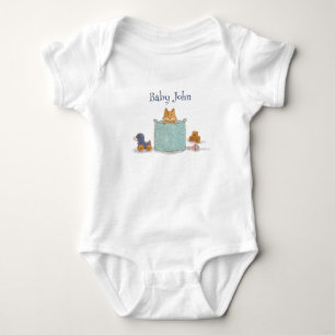 Fun Orange Baby Fox Illustration Bodysuit