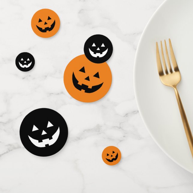 Fun orange black Jack o lantern cute Halloween Confetti (Group)