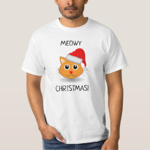 Fun Orange Cat Meowy Christmas Mens T-Shirt