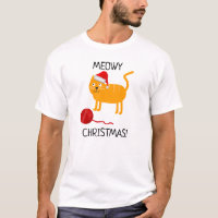 Fun Orange Cat Meowy Christmas Mens T-Shirt