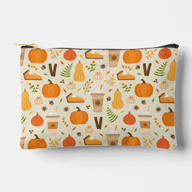 Fun Orange Fall Pattern Accessory Pouch (Front)