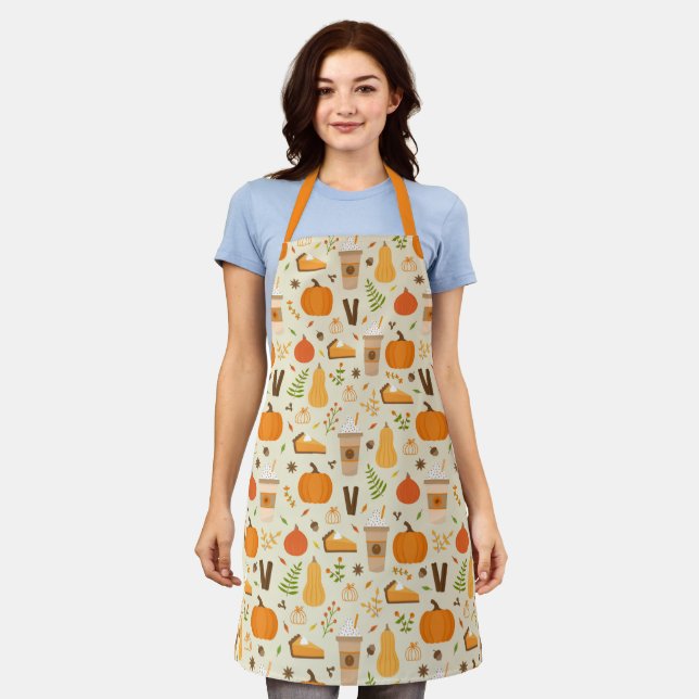 Fun Orange Fall Pattern Apron (Worn)