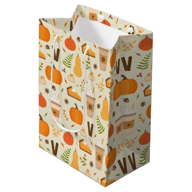 Fun Orange Fall Pattern Medium Gift Bag (Front Angled)