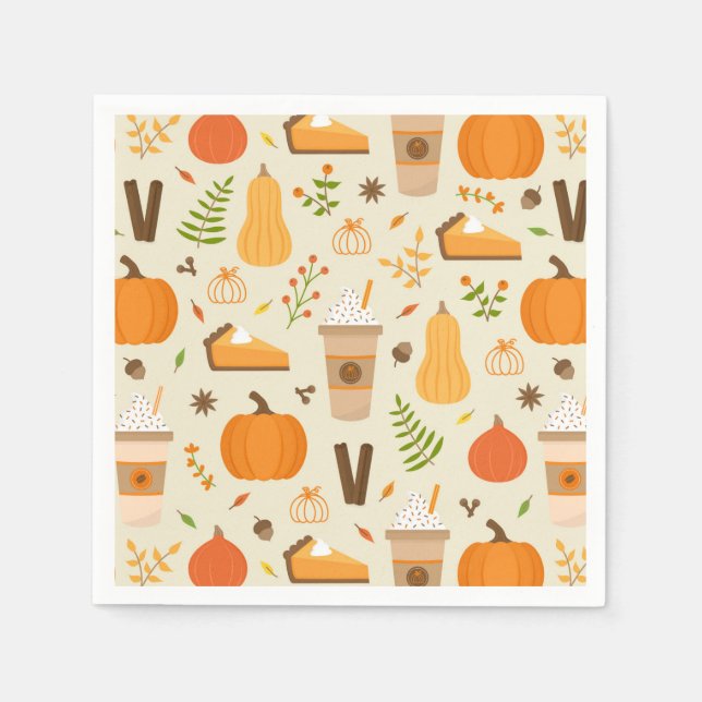 Fun Orange Fall Pattern Napkin (Front)