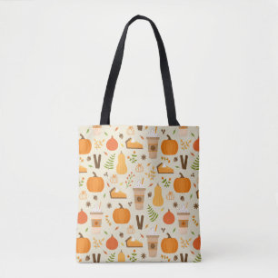 Fun Orange Fall Pattern Tote Bag