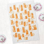 Fun Orange Ginger Cat Kitchen Towel<br><div class="desc">Fun little watercolor ginger orange cats. Original art by Nic Squirrell.</div>