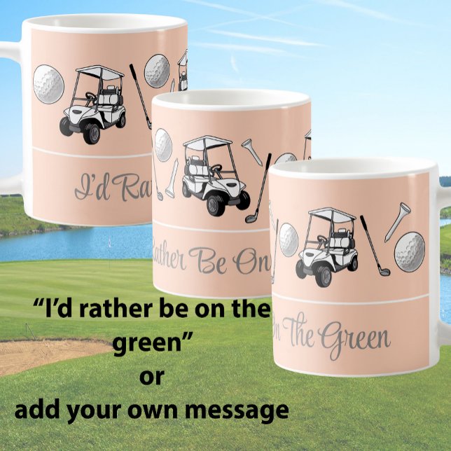 Fun Orange Golf Balls and Cute Cart Custom Message Coffee Mug (Creator Uploaded)