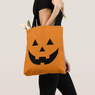 Fun orange Jack o lantern pumpkin face Halloween Tote Bag