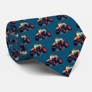 Fun OrangeTractor Pattern Tie