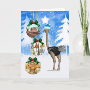 Fun Ostrich Christmas Card - Merry Christmas