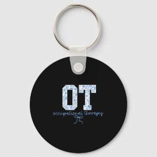 Fun Ot Occupational Therapy Blue Coquette Bow Ot T Keychain