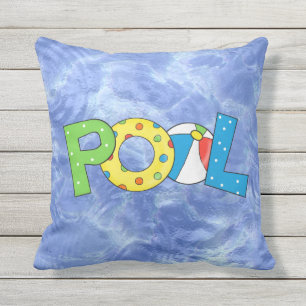 Fun outdoor pool throw pillow