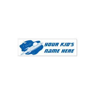 Fun Outer Space Kids Boys Name Label Book Stamp
