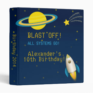 Fun Outer Space Rocke Birthday Photo Album Binder