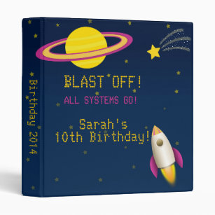Fun Outer Space Rocke Birthday Photo Album Binder