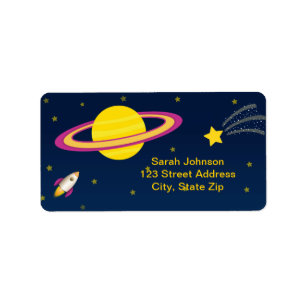 Fun Outer Space Rocket Birthday Address Label