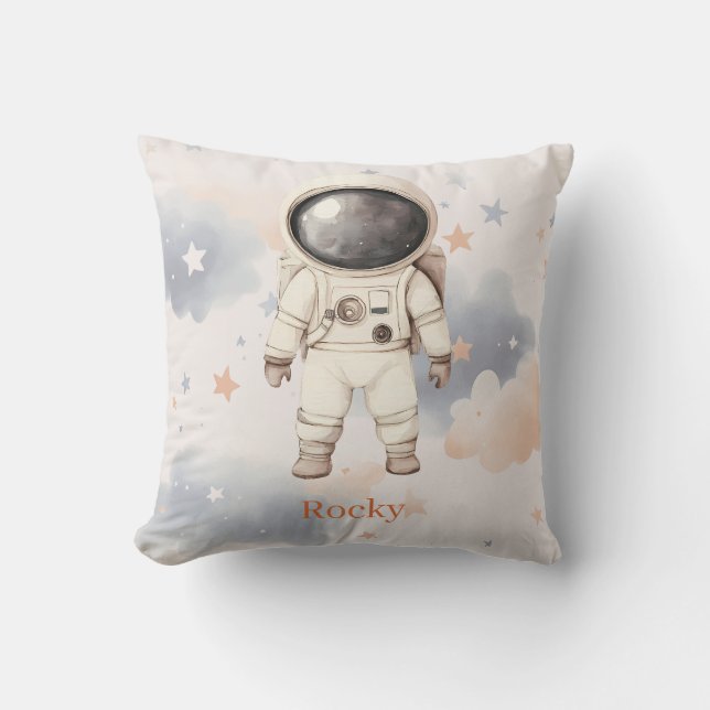 Fun Outerspace Astronaut Child's  Throw Pillow (Front)