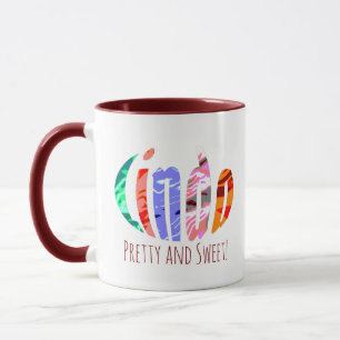 Fun Oval Abstract Colored Linda Name, Personalized Mug