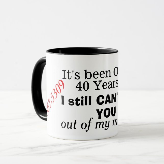 Fun Over 40 Years 867-5309 Retro 80s Mug (Front Left)