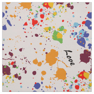 Fun Paint Drips Colourful Spring Love  Fabric