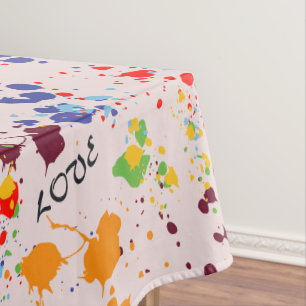 Fun Paint Drips Colourful Spring Love Tablecloth
