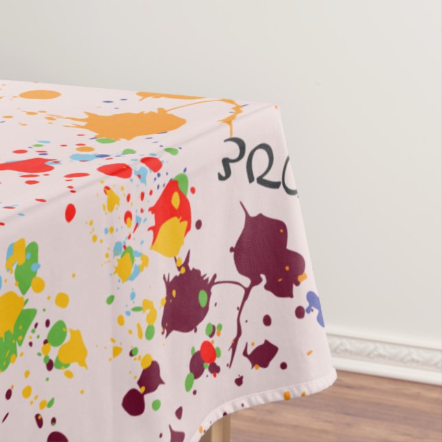 Fun Paint Drips Colourful Spring Love Tablecloth (In Situ)
