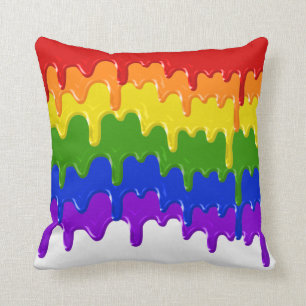 Fun Paint Slim Drips Rainbow Colours Throw Pillow