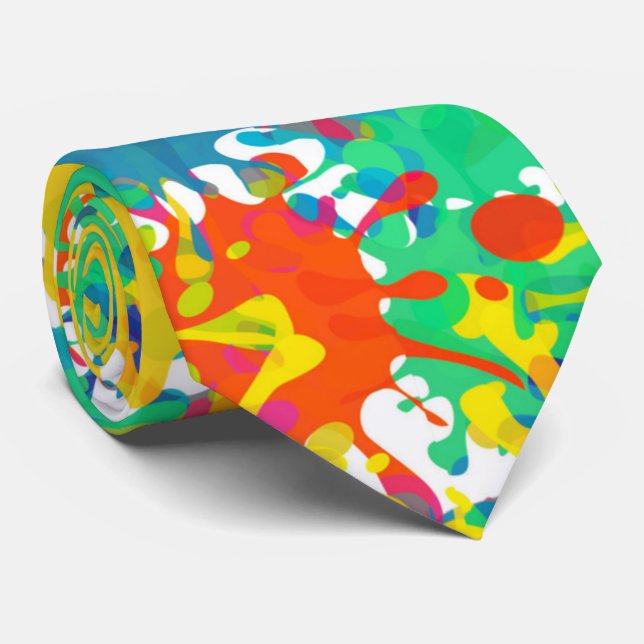 fun paint splash pattern  tie (Rolled)