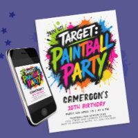 Fun Paintball Hot Pink Brush Typo Splatter Target 