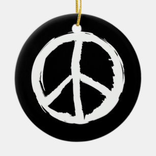 fun painterly PEACE SIGN Ceramic Ornament