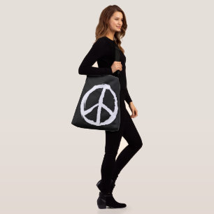 fun painterly PEACE SIGN   Crossbody Bag