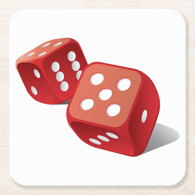 Fun Pair of Dice Square Paper Coaster (Front)