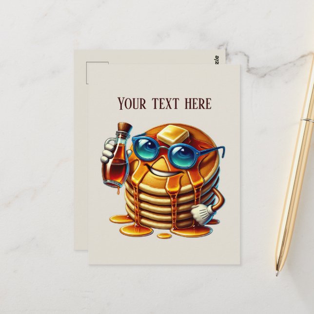 Fun pancake lovers breakfast postcard (Front/Back In Situ)