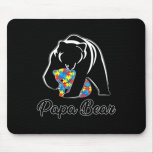 Fun Papa Bear Autism Awareness Autism Matching Fam Mouse Pad