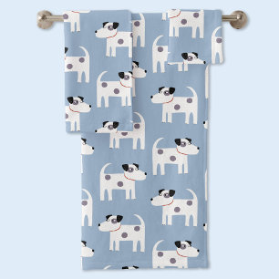 Fun Parson Jack Russell Terrier Dog Blue Bath Towel Set