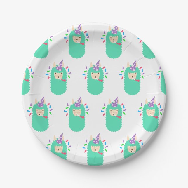 Fun Party Emoji Llama Paper Plate (Front)