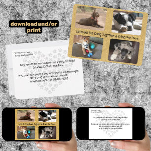 Fun Party Four Replaceable Photo Flat Invite
