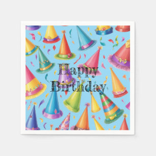 Fun Party Hats happy birthday design Napkin