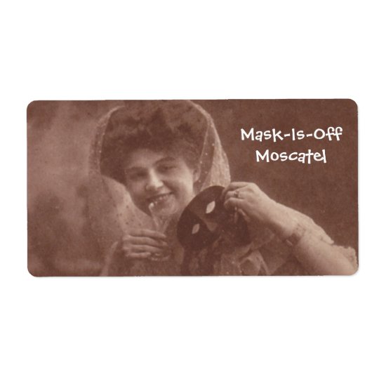 Fun Party Mask-is-off moscatel wine bottle Labels