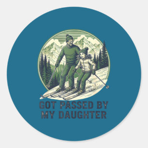 Fun Passed Skiing Got Daughter Daughter Fun Classic Round Sticker