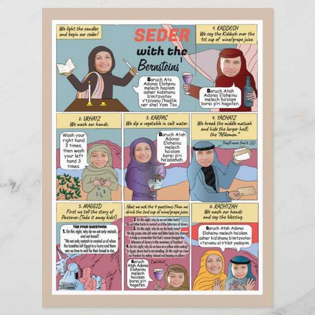 Fun Passover Personalized Easy 2 Sided Haggadah Flyer (Front)