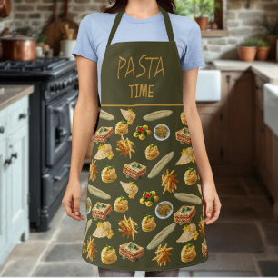 Fun Pasta Variety Pattern Ready to Personalize Apron